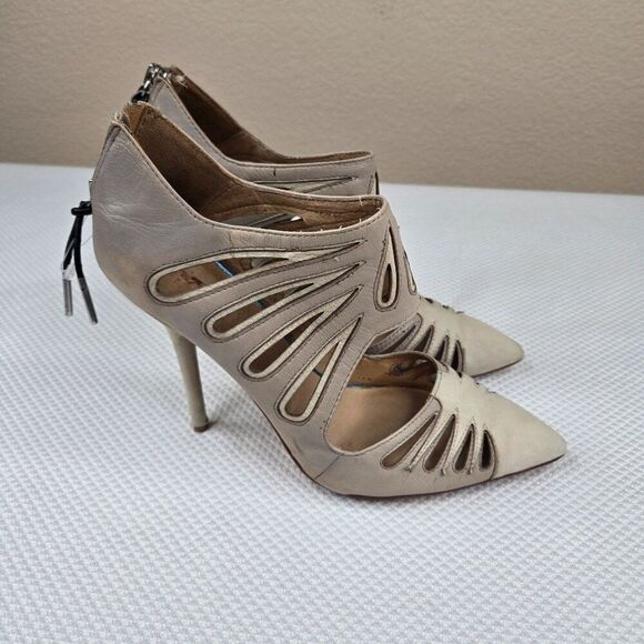 LAMB Gwen Stefani Stiletto Heels Cutouts Womens Size 8 Taupe Beige - Picture 6 of 12